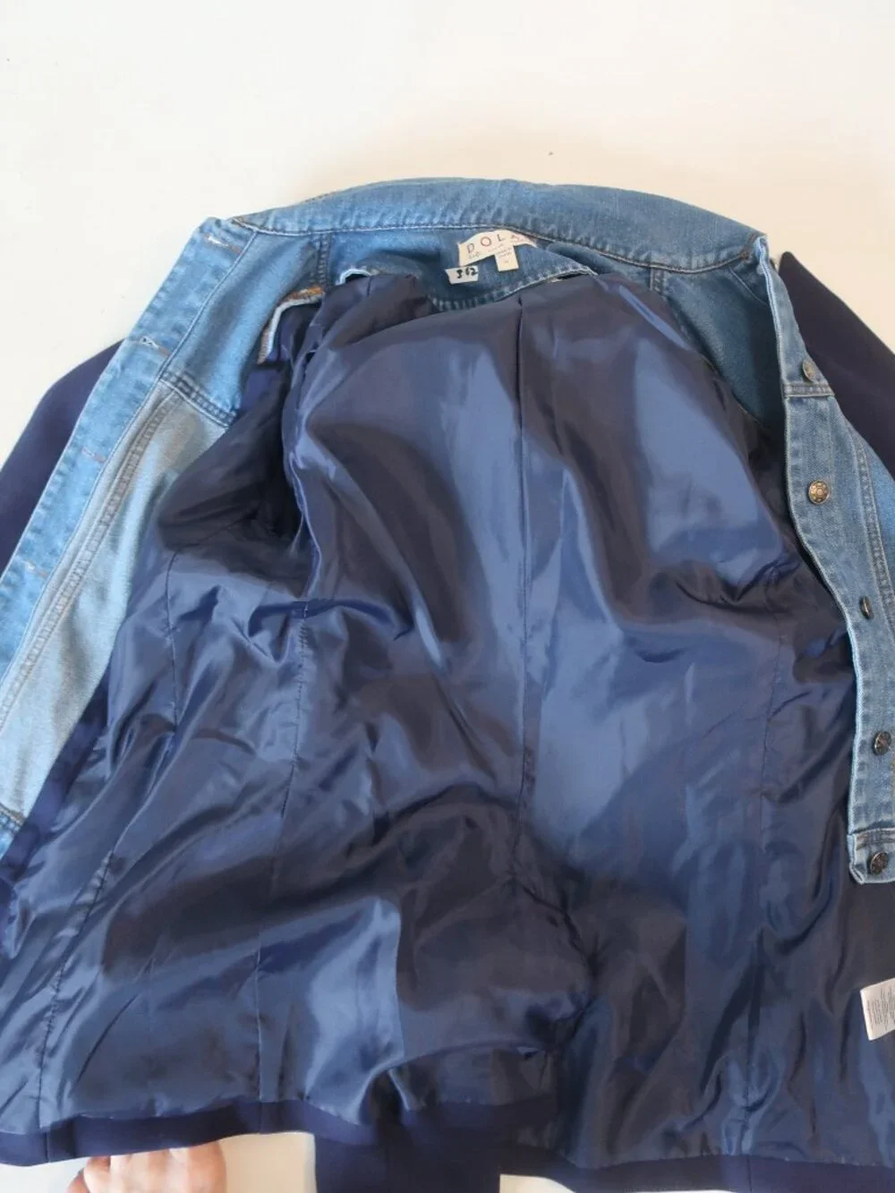 Dolan Navy (Item- 302) Double Breasted Miller Removable Denim Dickey Blazer XS
